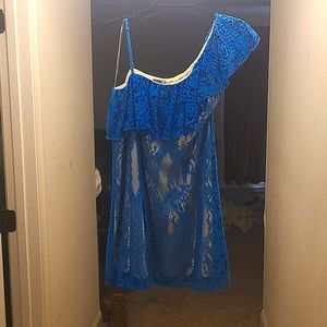 Blue mini one shoulder dress size medium
